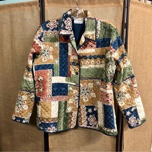 Alfred Dunner Multicolor Patchwork Quilted Lightweight Jacket Size 8 P